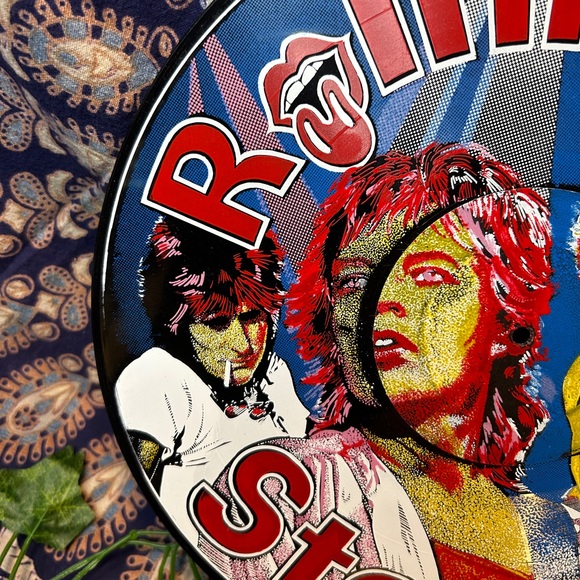 VTG PAINTED VINYL RECORD ROLLING STONES ART - Picture 4 of 5